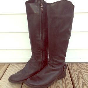 Guess Black Leather Knee Boots